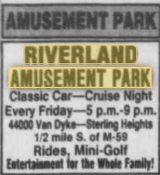 Riverland Amusement Park (Utica Amusement Park) - June 1994 Car Show Ad (newer photo)